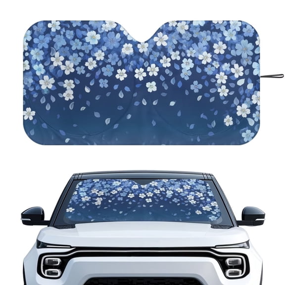 Xixirimido Car Windshield Sun Shade Front Windshield Cover Universal Fit for SUVs Trucks Foldable Front Window Sunshade Automotive Interior Accessories, Cherry Blossom