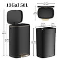thumbnail image 6 of 13 Gallon Trash Can With Lid  50l Fingerprint Proof Stainless Steel Kitchen Removable Inner Bucket And Soft Close Pedal Rubbish Bin For Home Office Black, 6 of 7