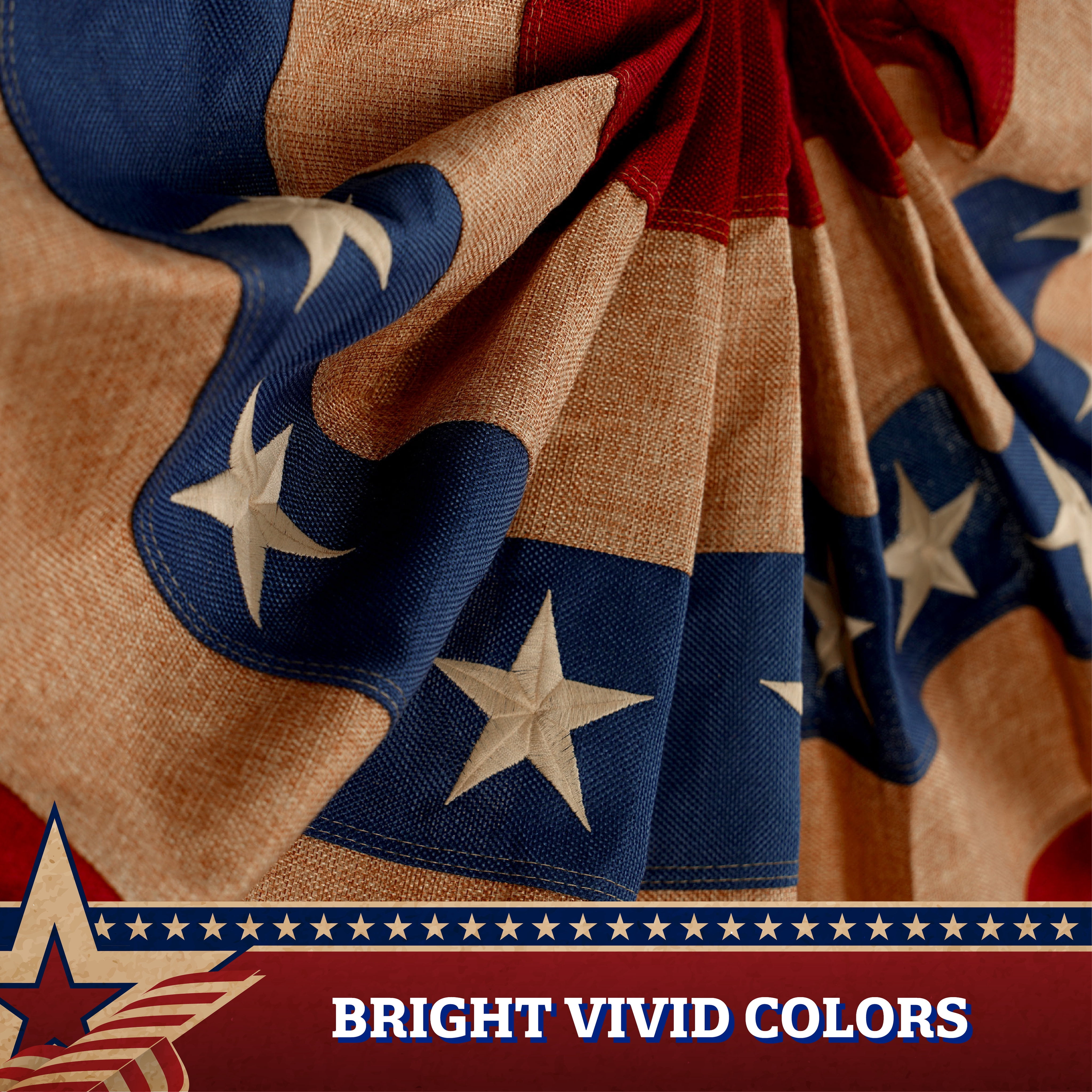 G128- 3pk 1.5x3 ft USA Tea Stained Pleated Fan Flag Bunting Polyester 4th of July Patriotic Decor