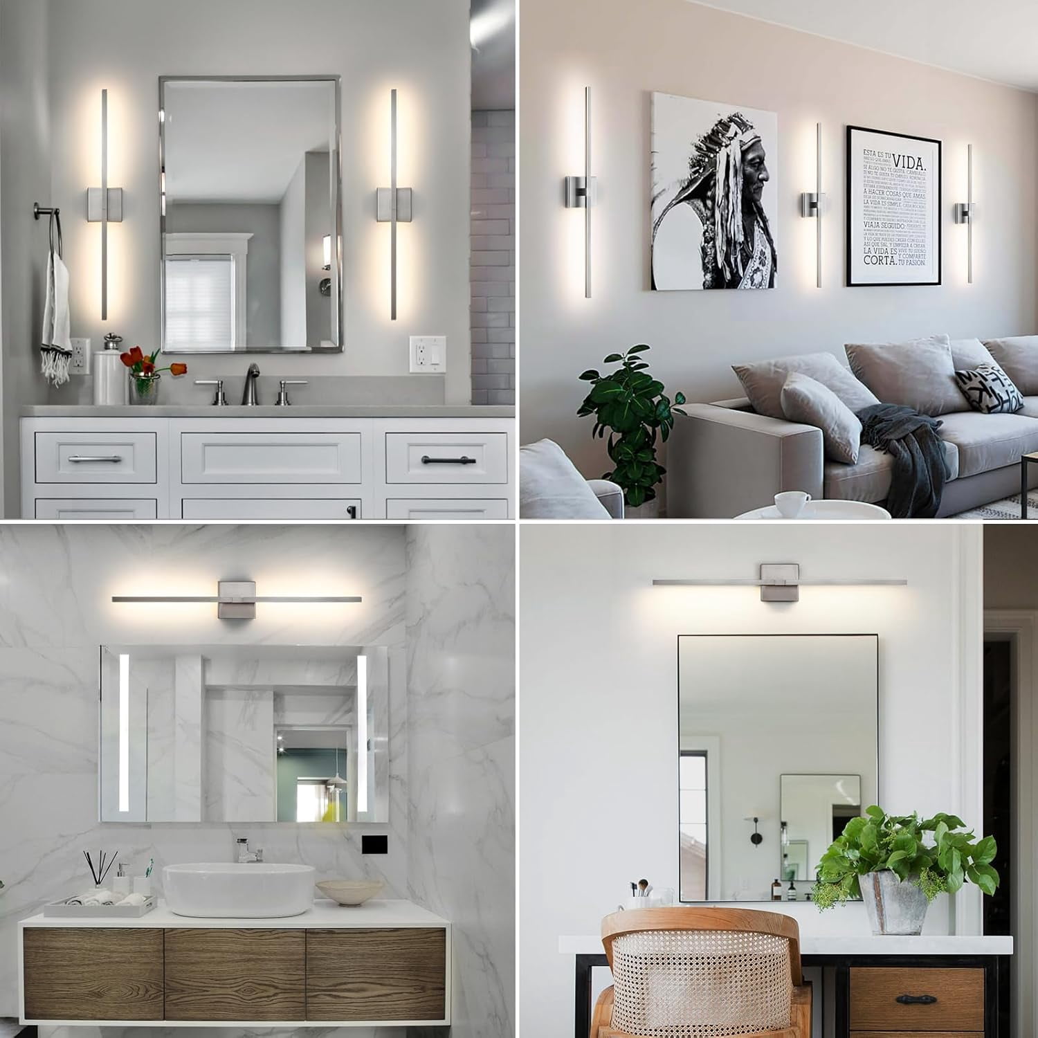 Bathroom Vanity Light Fixtures - 30 Inch Brushed Nickel Bathroom Lights Over Mirror 18W LED Vanity Light Bar 3500K Modern Wall Sconce Lighting for Mural | Bathroom Lights Over Mirror, Dimmable