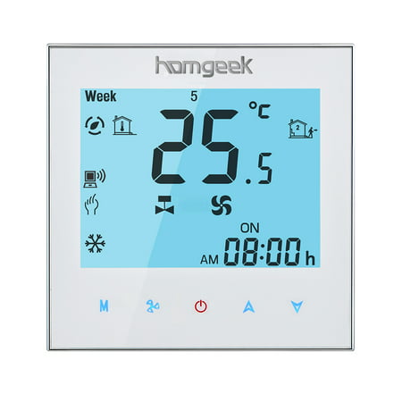Homgeek 110~240V Air Conditioner 2-pipe Thermostat with LCD Display Good Quality Touch Screen Programmable Room Temperature Controller Home Improvement