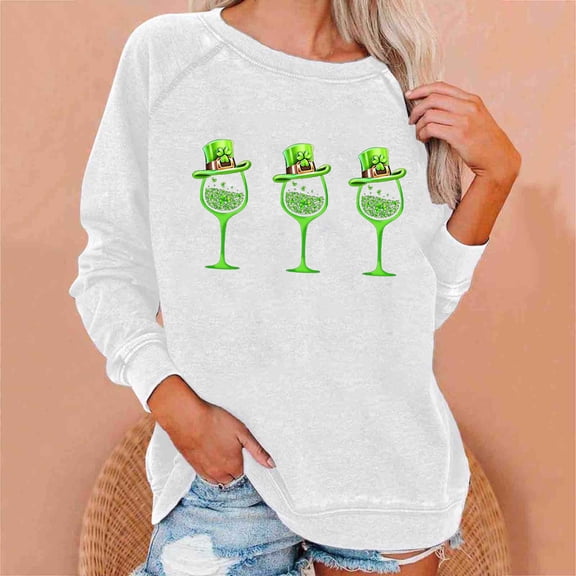 Jacenvly Crew Neck Long Sleeve T-Shirt Printing Sweatshirt Blouse Birthday Gifts for Women Items for Women, Clothes, Home, Sale Clothing, Clothes On Sale, Clothing On Sale