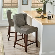 Better Homes & Gardens Windsor Upholstered Wingback Counter Stool 2 Pack, Truffle Brown