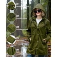 thumbnail image 5 of Fanient Women's Waterproof Rain Jacket Lightweight Windbreaker Jacket Long Hooded Rain Coats Trench Coat for Women, 5 of 8