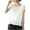 White, variant on Women's Linen Tops Pleated Crew Neck Short Sleeve Shirts Casual Loose Lightweight Blouses Solid Color Clothes (XL, Yellow)
