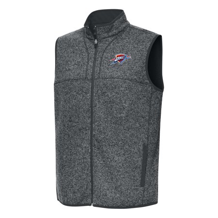 Men s Antigua Heather Charcoal Oklahoma City Thunder Fortune Full-Zip Vest