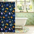 thumbnail image 3 of Manfei Minimalist Dino Animals Shower Curtain 72Wx72L,Vintage Cactus Flower Bathroom Curtain,Blue Yellow, 3 of 5