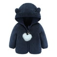 thumbnail image 2 of Scyoekwg Fall Winter Baby Girl Boy Full Zip Up Fleece Jacket Hoodies With Ear Hooded Jacket Outwear With Pockets (Navy_Z ,0-6 Months), 2 of 4