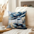 thumbnail image 3 of Ethan Taylor Floral Throw Pillow Soft Cushion Cover 'Blue and Gold Flowers' Modern Pattern Decorative Square Accent Pillow Case, 16x16 Inches, Blue, Gold, 3 of 5