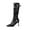 Black, variant on Womens Knee High Boots Stiletto Heels Pointed Toe Metal Buckle Winter Boots (Khaki 36)