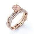 thumbnail image 4 of JeenMata Anillo de Bodas Nupcial de 1,75 Quilates con Morganita y Moissanita de Corte Redondo Engastado con Anillo de Compromiso y Alianza de Boda en Oro de 18 K sobre Plata, 4 of 6