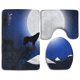 thumbnail image 1 of ABPHQTO LOBO LUNA Juego de alfombras de baño de 3 piezas Alfombra de baño Alfombra de contorno y tapa de inodoro, 1 of 2