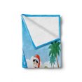thumbnail image 2 of Christmas Soft Flannel Fleece Throw Blanket, Santa Claus on the Beach Surfboard Summer Party Celebration Tropical Art, Cozy Plush for Indoor and Outdoor Use, 70" x 90", Blue Yellow, by Ambesonne, 2 of 6