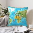thumbnail image 6 of Fotbe World Map With Animals Landmarks Pattern Velvet Decorative Throw Pillow Covers with Elegant Piping, Soft Plush Cushion Cover for Sofa, Bed, Car, Office-18"x18", 6 of 8