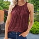 thumbnail image 4 of Camisola Lentejuelas Señoras Halter Tops Chaleco de verano de color sólido Estilo retro Ropa diaria (Rojo vino L) Kuymtek para Mujer Vino rojo T M, 4 of 5