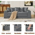 thumbnail image 3 of 82'' Boneless Loveseat Sleeper Sofa, Convertible Sofa Bed with Side Pocket Cup Holders, Corduroy Pull Out Floor Couch with 5 Pillows, Folding Mattress Couch for Small Spaces No Assembly (Dark Grey), 3 of 9
