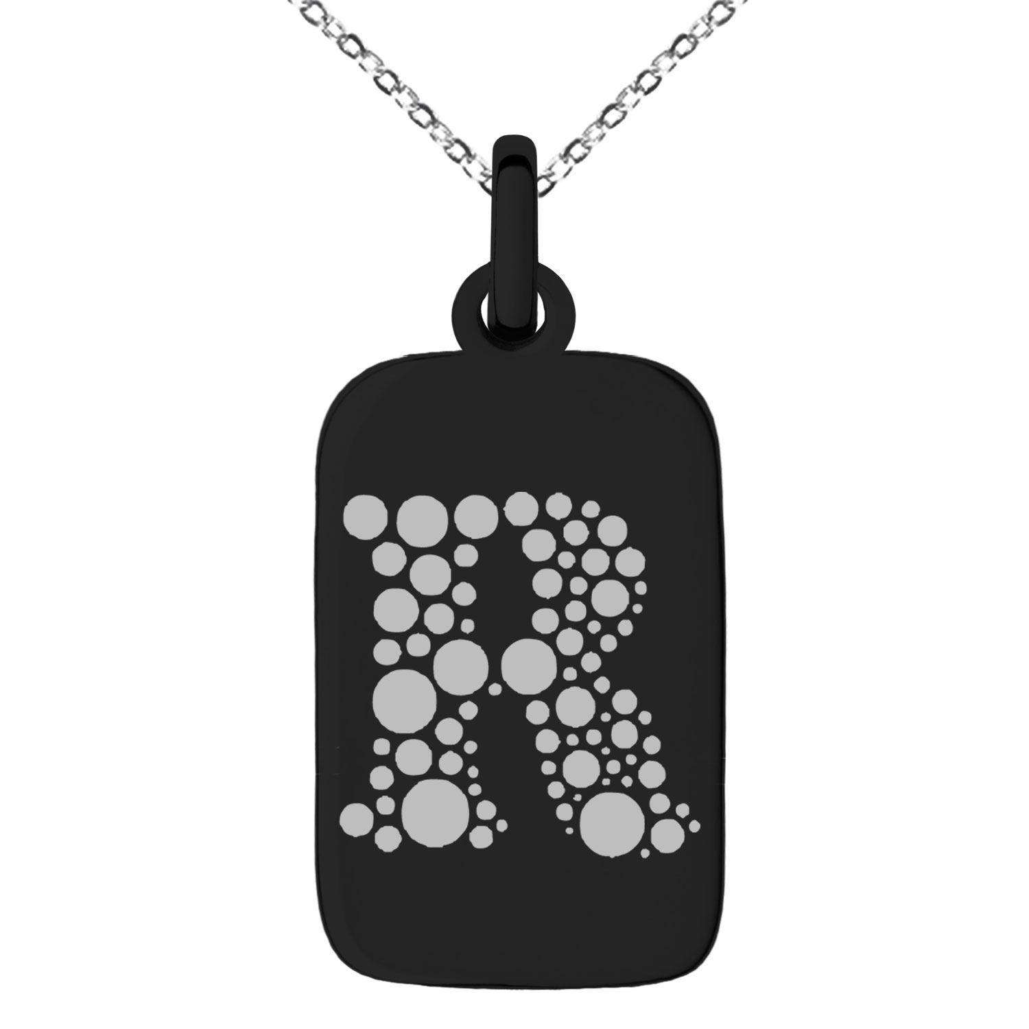 Dog Comma Sign Rads Stainless Steel Letter R Initial Dotted Monogram Engraved Small ...