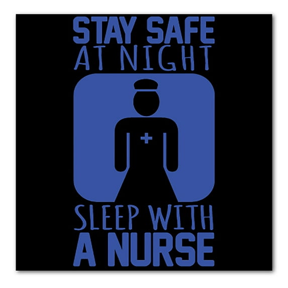 DistinctInk Custom Bumper Sticker - 8" x 8" Decorative Decal - Black Background - Stay Safe at Night Sleep With a Nurse