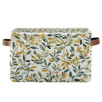Yayeee Canvas Storage Basket with Handles for Shelves Fabric Bins Closet Organizer, Autumn Greenery