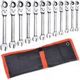 thumbnail image 1 of Yescom 12Pcs Combination Wrench Set 8-19mm Flex-Head Metric Ratcheting Spanner Car Repair Hand Tools Yescom Modern, 1 of 7