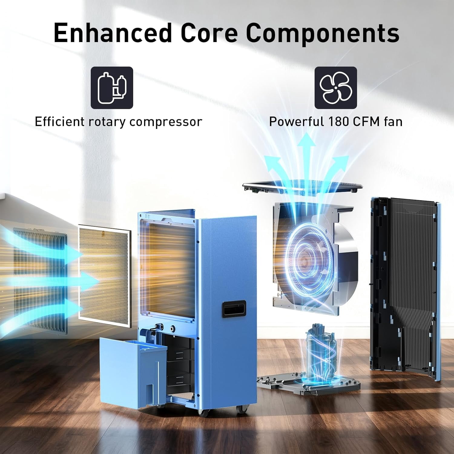 XDRIER Commercial Dehumidifiers 120 PPD with Pump and Drain Hose for Commercial and Industrial Large Room, Basements, Storages, Warehouses, Smart Humidity Control,Auto Defrost, SLGR Tech, on Wheels
