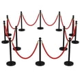 thumbnail image 1 of Superior Crowd Control Barrier Set – 12 Stainless Steel Stanchion Posts with 10 Crimson Soft Ropes & 26FT Red Carpet – Outdoor Decorative Fence for Events, Weddings, Parties, Hotels – 12pcs, 1 of 7
