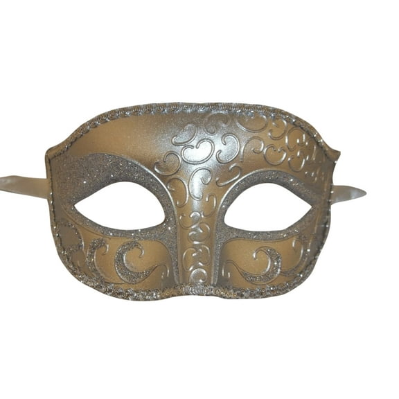 Silver Gray Venetian Elegant Glitter Crescent Masquerade Costume Mask