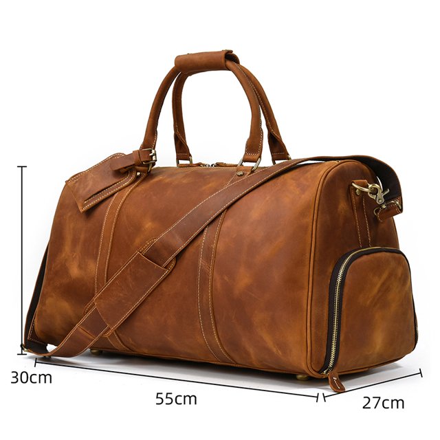 Bolso de mano de piel de vaca para hombre, bolsa de hombro de viaje con volantes, Estilo Vintage, a la moda, grande