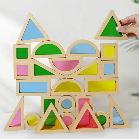 Nsxcdh Acrylic Translucent Sensory Building Blocks,Plastic,Montessori Based,Colorful,Visual Training,Early Education,Magnetic Building Blocks Kids Girls and Boys Toys