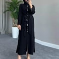 thumbnail image 2 of QIPOPIQ Robe Chemise à Manches Longues pour Femme, Boutonnée, Décontractée, Ample, Taille à Nouer, Midi, Liquidation, 2 of 8