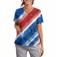 thumbnail image 3 of 250 Anniversary Scrub Tops for Women American Flag Print 4th Of July Patriotic Star Short Sleeve Tshirt V Neck Classic Fit Summer Nursing Uniforms with Pockets, #01 Blue, XL, 3 of 4