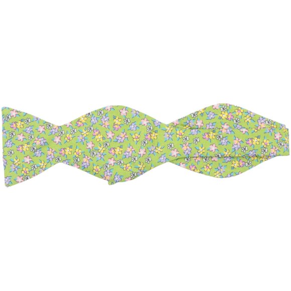 Carrot and Gibbs Men's Lime Green / Yellow Purple Pink Floral Button Bow Tie - One Size