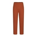 thumbnail image 3 of Inleife Mens Pants Men's Cotton And Linen Pocket Elastic Belt Straight Breathable Solid Color Pants Red M, 3 of 5