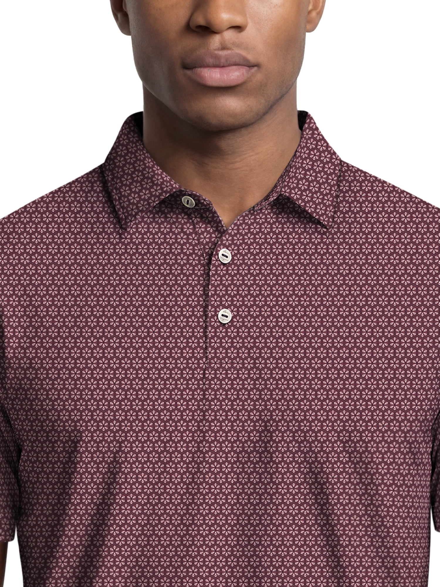 Ben Hogan Performance Men's & Big Men's Flower Geo Print Short Sleeve Golf Polo Shirt, Sizes S-4XLT