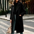 thumbnail image 6 of IUYRTFE Women's Long Overcoat Lapel Collar Button Down Knee Length Coat with Pockets Lined, 6 of 9