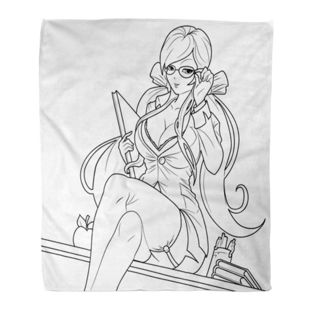 Ashleigh Flannel Throw Blanket Black Anime Girl Glasses On Books Cartoon Character Coloring Soft For Bed Sofa And Couch 50x60 Inches Walmart Com