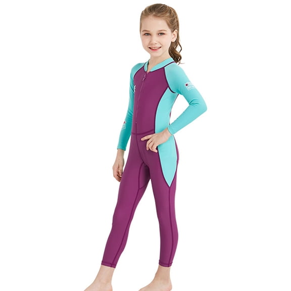 Traje Traje de baño de cuerpo completo para niños Niñas Niños Traje de baño de manga larga con prote