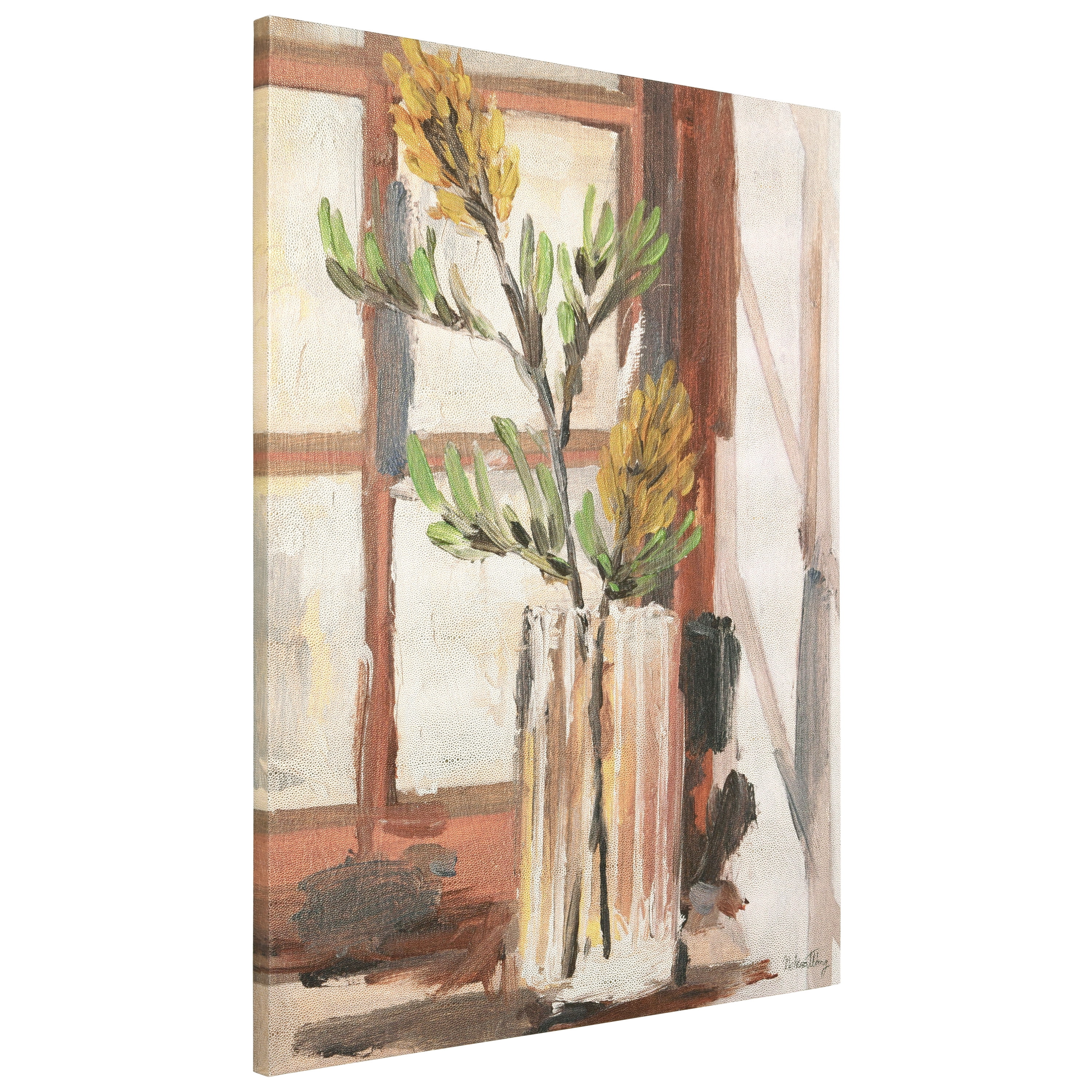 Timeless Serenity II" Vase by the Window onon Gold Metallic Shagreen Wrapped Canvas Wall Art, sized 48"x36"