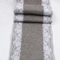 thumbnail image 4 of Rustic Burlap Table Runner with White Lace Trim, Wedding & Party Tablecloth Decor, Farmhouse Style, 30 x 275 cm Grey, 4 of 7