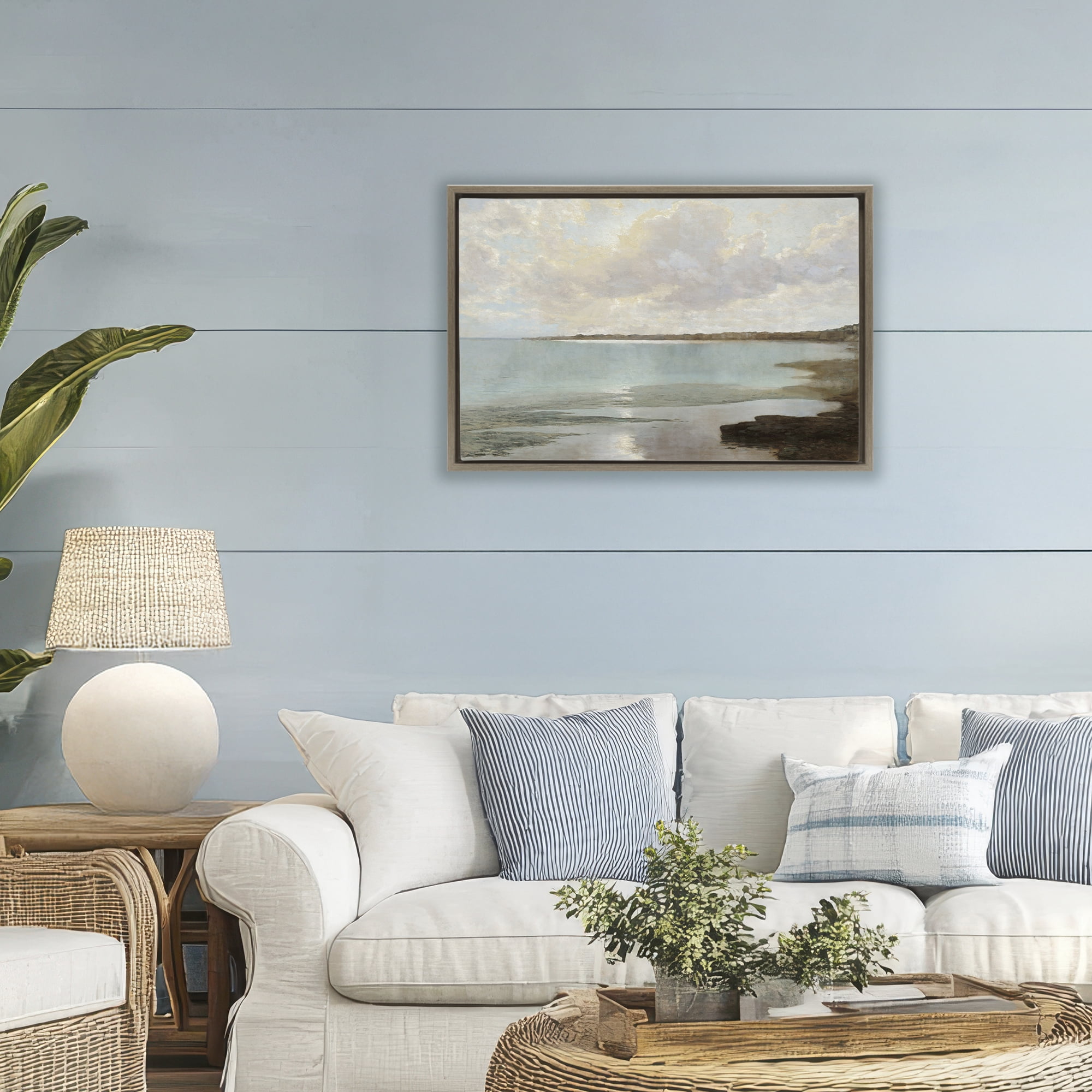 Stupell Industries At The Shore Horizon Brown Framed Floater Canvas Wall Art, design by Christy McKee