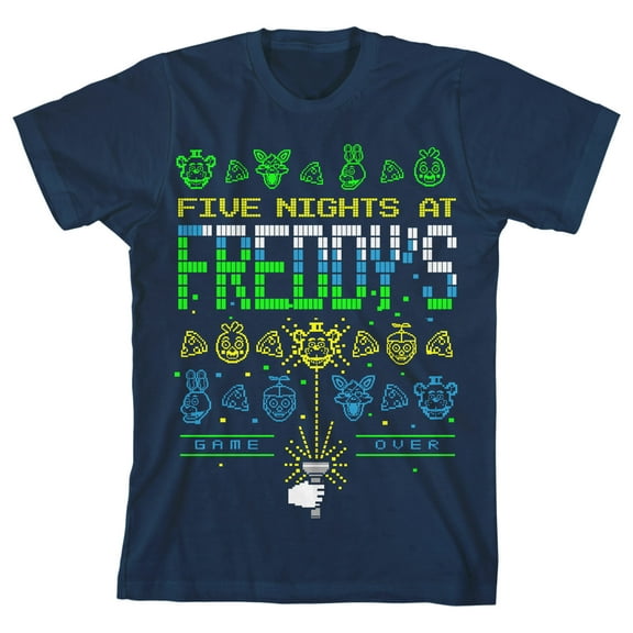 Five Nights at Freddy's Game Over Outline Art Boy's Navy T-shirt-M