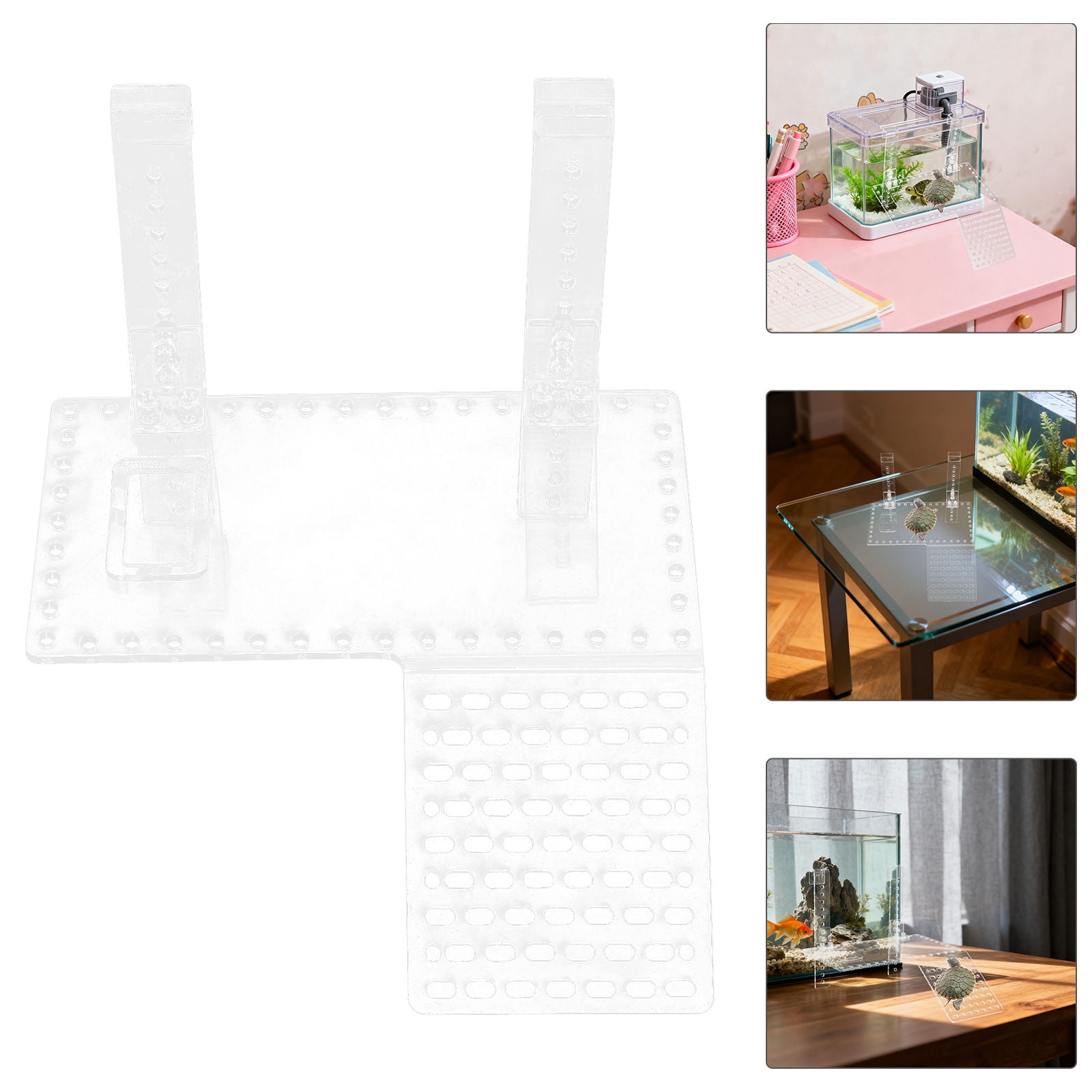 LOLIPPYY Acrylic Turtle Basking Platform with Anti- Ramp, Hanging Design for Aquarium and Terrarium Use