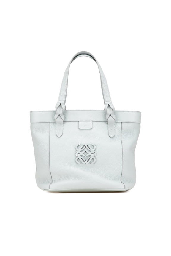 Pre-Owned LOEWE Anagram Fusta Handbag Tote Bag Baby Blue Leather Women's (Good)