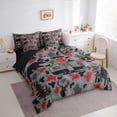 thumbnail image 2 of Catabedysis Camo Camping 7 Pieces Full Size Bedding Sets,Wildlife Camper Pattern Full Size Bed in a Bag For Boys,Red Grey Black,Black Reversible, 2 of 7