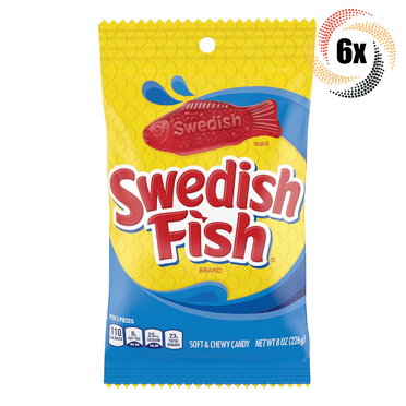 6x Bags Swedish Fish Brand Original Flavor Soft & Chewy Gummy Candy | 8oz
