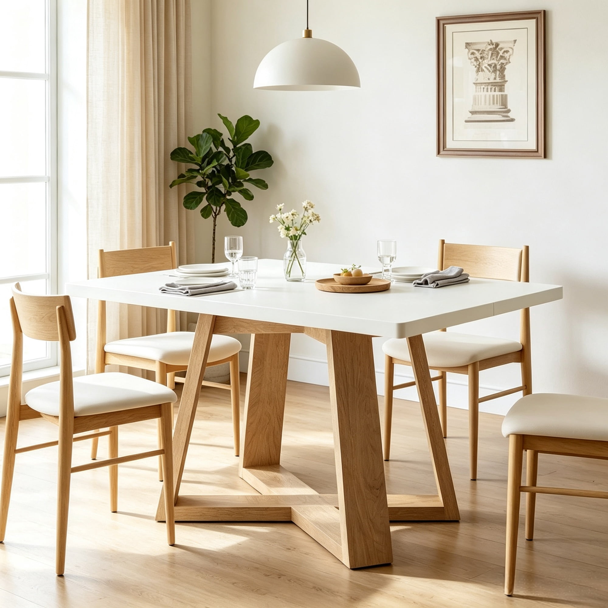 Modern 47 Inch Rectangular Dining Table, Kitchen Dinner Table Seats 4