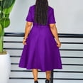 thumbnail image 3 of AURA Plus Size Summer V Neck A Line Midi Dress High Waist Short Sleeve Elegant African Work Dress with Belt, 3 of 10