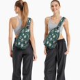 thumbnail image 6 of Sling Backpack,Green Christmas Snowflake Pattern Sling Bag with Water Bottle Holder,Waterproof Sling Bag for Men/Women with Headphone Jack for Hiking,Travel, 6 of 6