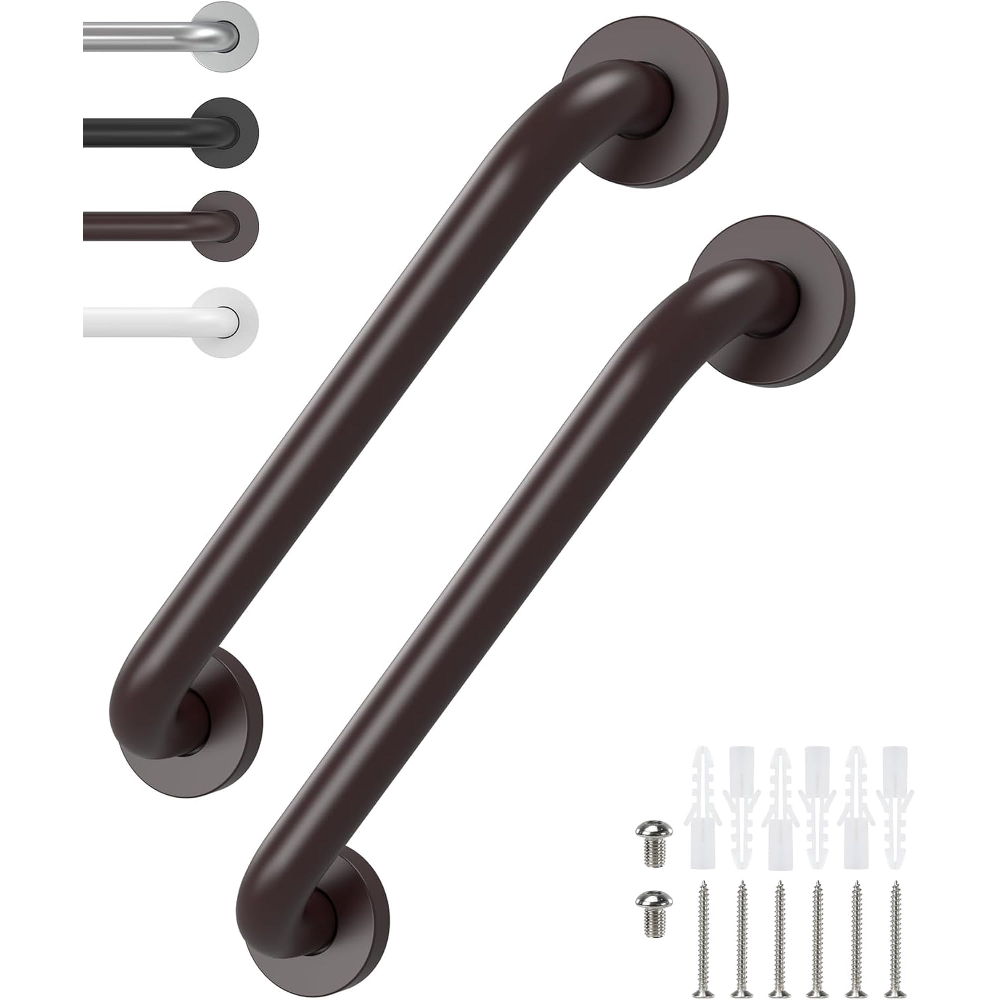 2 Pack 12 Inch Grab Bars for Wall Oil Brown | Safety Shower Grab Bars for Seniors Elderly Handicapped, Handicap Grab Bars for Shower with Concealed Screws