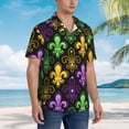 thumbnail image 3 of Balery Mardi Gras1 Camisas hawaianas de manga corta para hombre, camisas playeras de corte holgado, camisas de vacaciones con botones,Small, 3 of 7